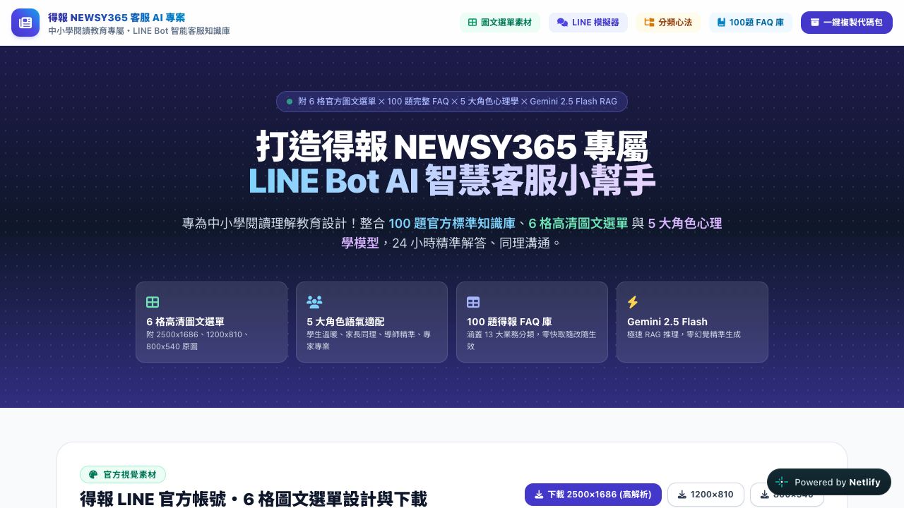 得報 NEWSY365・LINE Bot 教學包畫面預覽